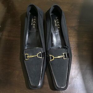GUCCI Neoprene Leather Trim Embellishment  Flats